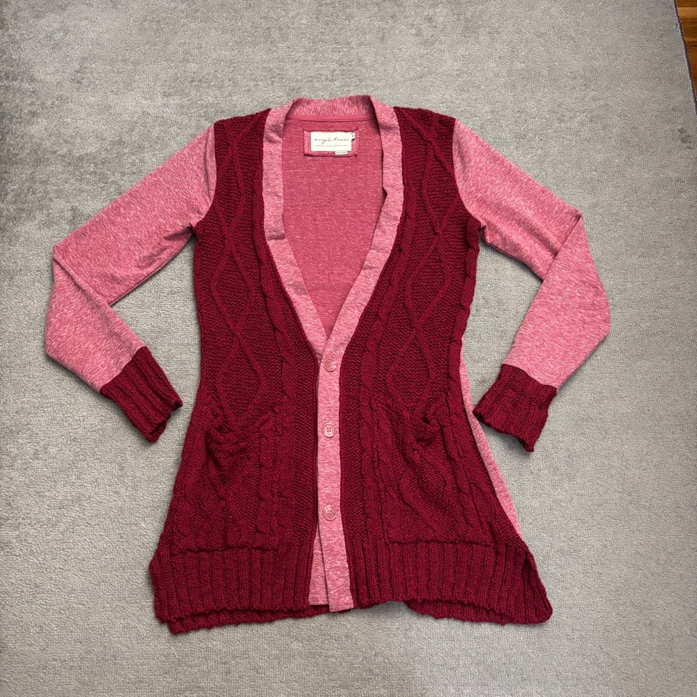 Evy’s Tree Long Sleeve Colorblock Button Up Cardigan Sweater - Picture 2 of 8